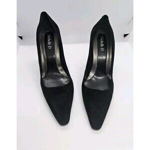 Michelle D. Holloywood004 Black Suede Slip on Heel Shoes Sz 7.5 WOMENS W/ BOX
